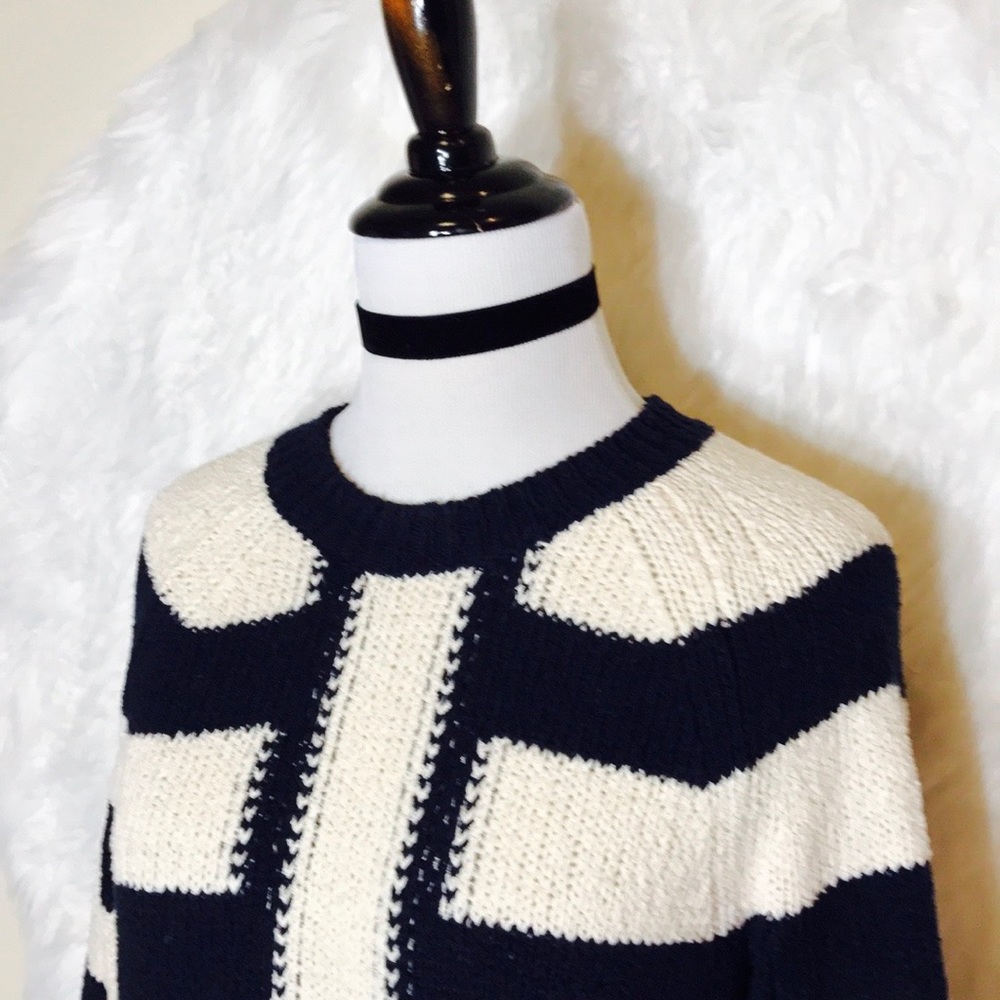 J.Crew Navy Blue/ White Mixed Striped Sweater - Picture 4 of 7